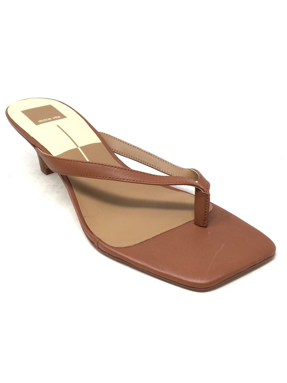 Dolce Vita Ramia Women's Sz 10 Cognac Leather Strappy Thong Heel Dress Sandals